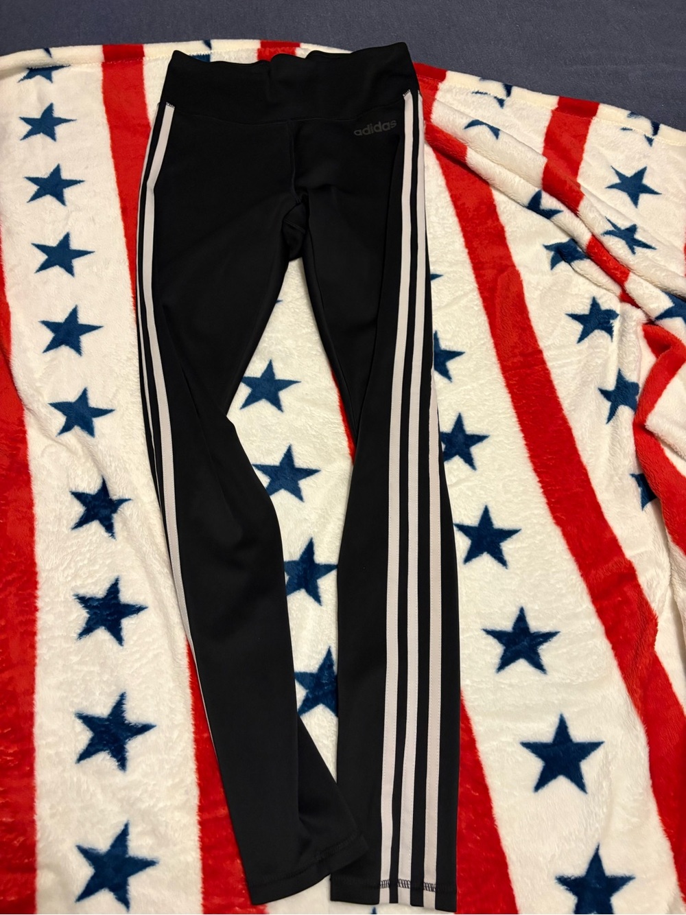 Adidas women’s S Black Leggings with White Side Stripes